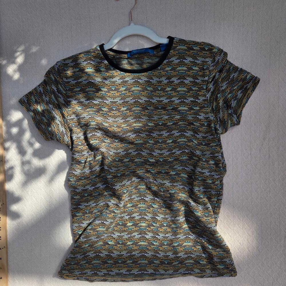 retro zigzag cotton knit tee size m